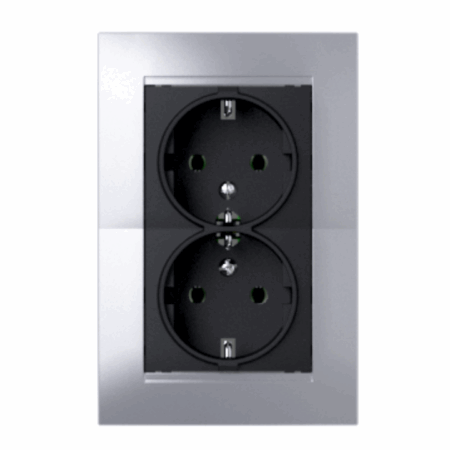 Utičnica dupla dvopolna šuko P/Ž gea sivo-crna 617417, EM - 3119217